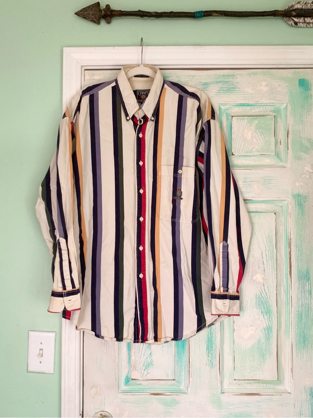 Vintage Chaps Ralph Lauren Striped Multicolor Button Down Shirt